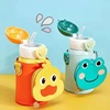 new pattern 316 stainless steel children vacuum cup Double cover Cartoon student Straw cup Portable straps motion kettle