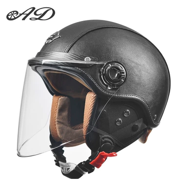 Motorcycle Safety Supplies — Electric Motorcycle Helmet for Men - 3c-leather-black-removable-ear-protection-hd-long-mirror-one-size-fits-all-suitable-for-head-circumference-55-62