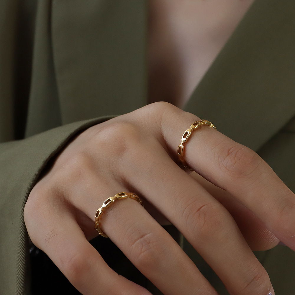 Markaフレンチinsアクセサリーing骨節抜きリング人差し指リングチタン鋼18k金a206