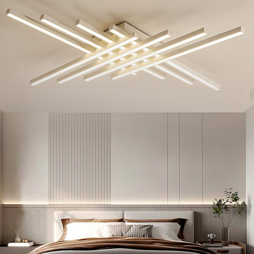 Amazon living room ceiling light LED aluminum material geometric line bedroom shade stepless dimmable acrylic ceiling light