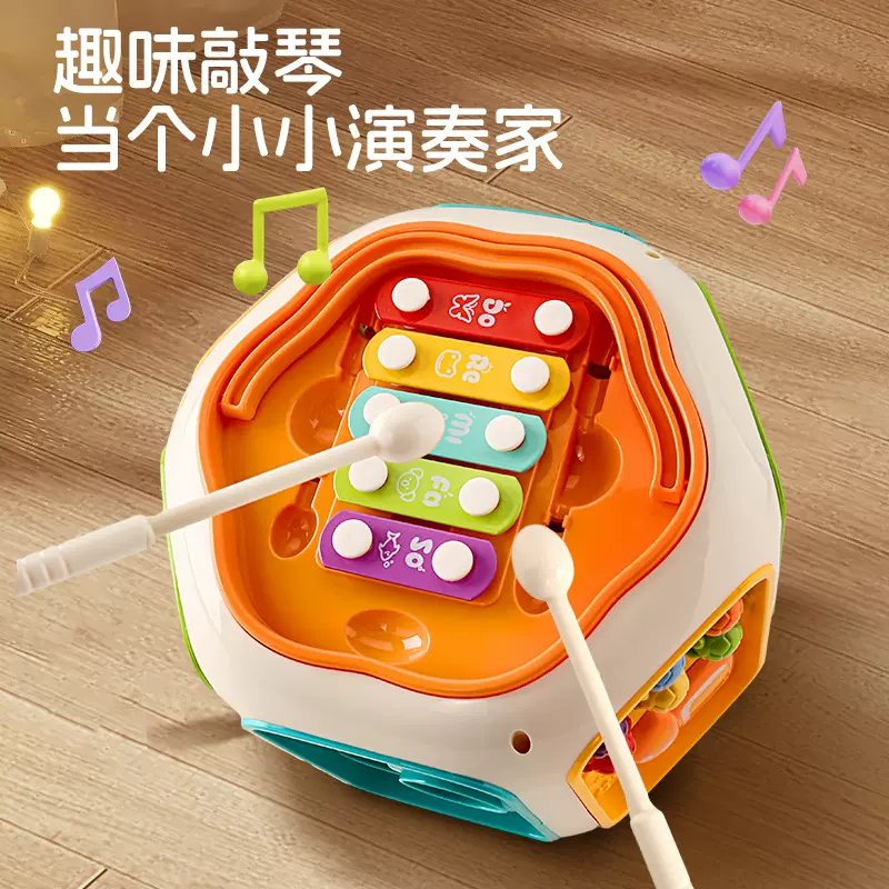 跨境新品婴幼儿八面鼓早教音乐多功能手拍鼓宝宝认知益智玩具批发