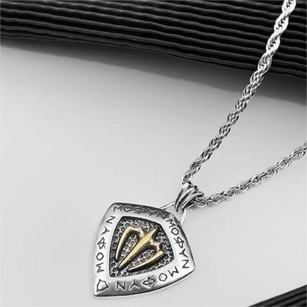 Schutz-Talisman-Schmuck, Xinqi-Schmuck, Dreizack-Halskette, Herren-Stil, europäisch-amerikanisch, thailändisches Silberelement, Hip-Hop-Retro-Goldanhänger_voghion.com