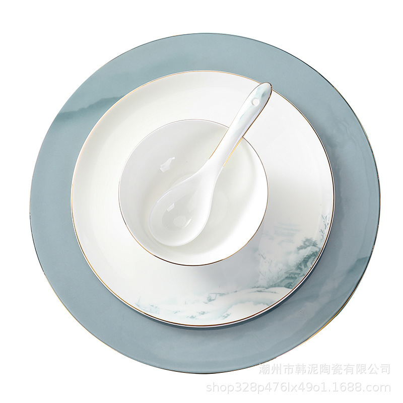 新中国式骨磁器セット食器ホテル陶磁会ホテルプレゼントセット雪山凉亭|undefined