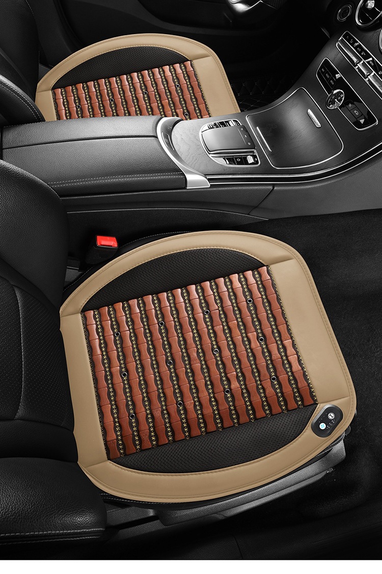 New Large Fan Ventilation Car Seat Cushion with Bamboo Slices for Breathable Heat Dissipation and Cooling, Summer Seat Cushion with Cigarette Lighter
