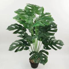 シミュレーション植物の手触りはゴムの葉の18頭の亀の背の葉の室内外の鉢植えの撮影の道具を過ぎて緑の盆栽を飾ります。