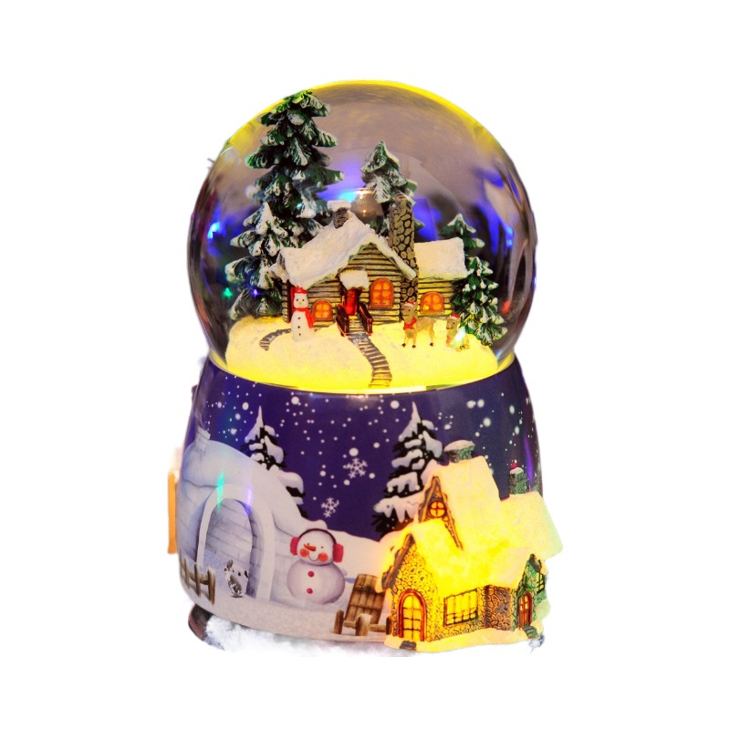 Caja de música navideña con forma de casa de nieve, bola de nieve luminosa recargable eléctrica, caja de música con bluetooth, regalo de Navidad
