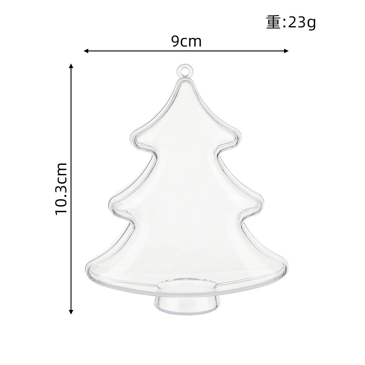 Transparent plastic Christmas pendant, acrylic mousse