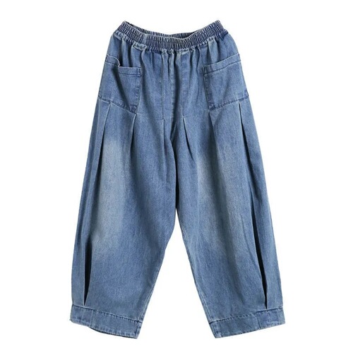 Loose large size Harlan jeans for women in spring and autumn new style fat mm radish pants all-matching casual knickers trend