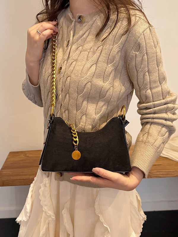 Bolso para mujeres 2025 nuevo estilo europeo y americano retro cross-border bolso de palo de cadena sofisticada sensación de alto nivel bolso de hombro universal