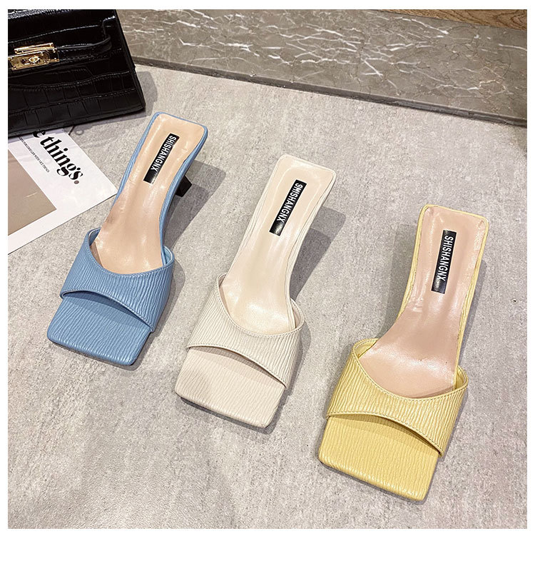 new square head one-word summer wear thick heel open-toe sandals NSZSC57055