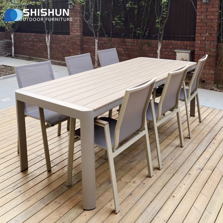 Outdoor Villa Courtyard Table and Chair Homestay Garden Terrace Plastic-wood Table and Chair Combination Outdoor Balcony Outdoor Leisure Furniture