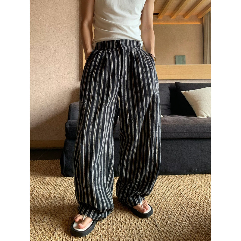 [Chengcheng's Family] Autumn Versatile Casual Chenille Loose Long Pants Lantern Pants Striped Men's 24-Hour Shipping