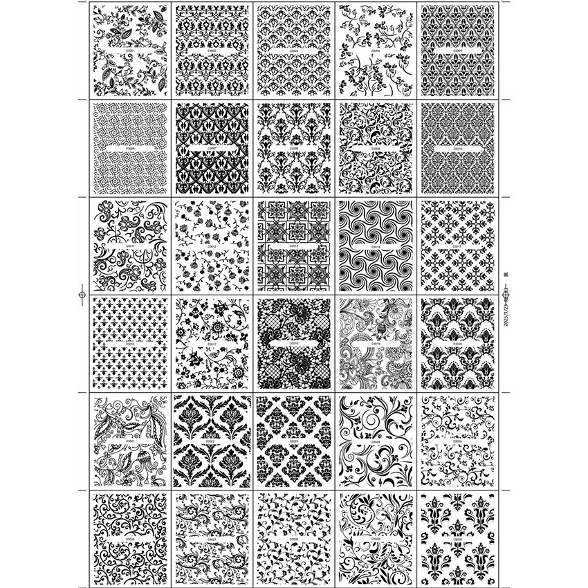 3D 네일 스티커 30개, 흑백 금박 은박 레이스 네일 아트 데칼, 네일 스티커 네일 장식품