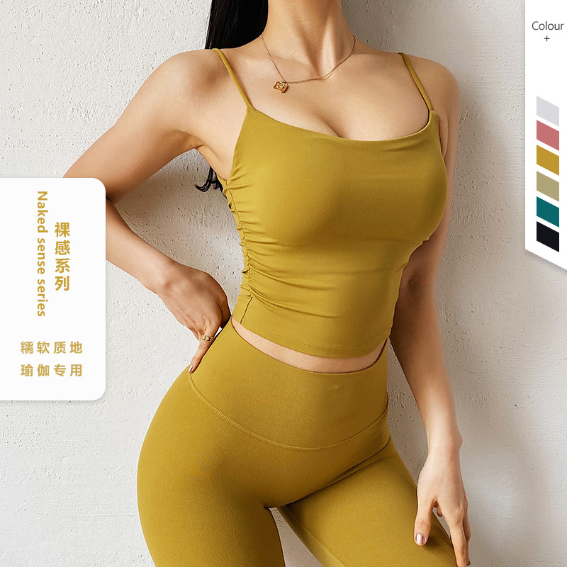 Procesamiento personalizado de doble cara abrasivo cruzado chaleco deportivo antichoque yoga bra deportivo fitness chaleco deportivo ropa interior