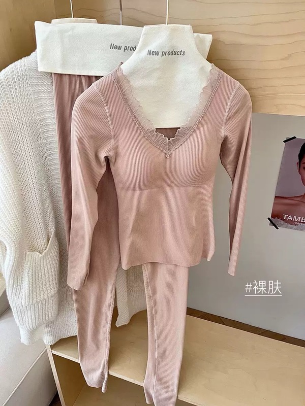 依帆泰自制保暖套装系列羊绒德绒内衣女士加厚秋冬季外穿秋衣秋裤|undefined