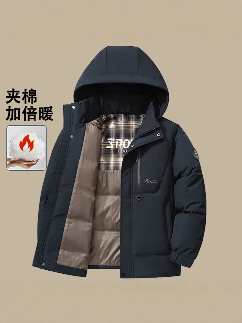 Kişi üçün qış gödəkçəsi, yun astarlı qalın pambıq jaket
