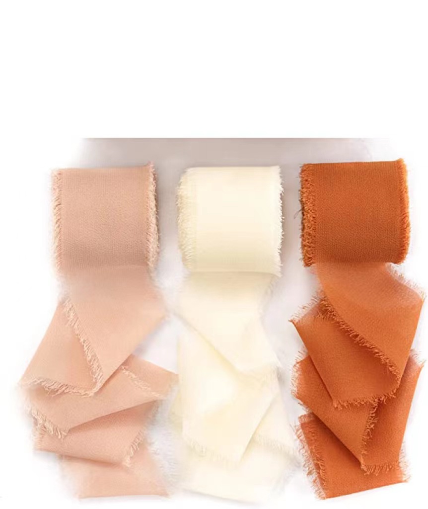 INS deshilachado gasa cinta ramo de la boda borla cinta arco decoración hilo de nieve tira de tela de seda