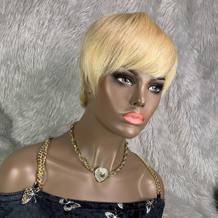 613# human hair short wigs real hair foreign trade mechanism headgear pixie cut wig