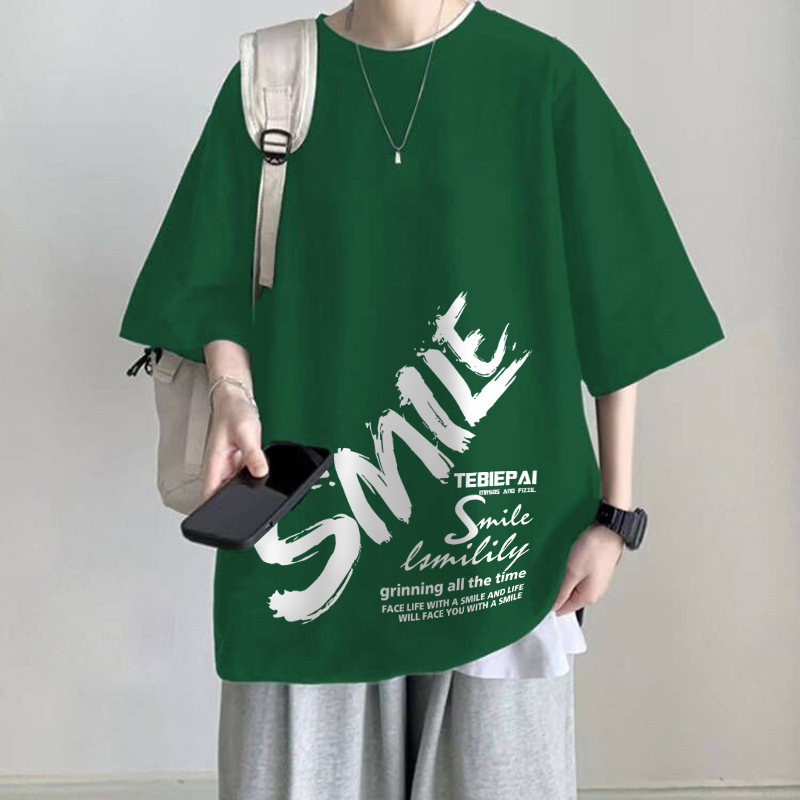 Heavy cotton oversize 300kg summer short sleeve T-shirt men's loose half sleeve cotton round neck half sleeve jacket tide Heavy cotton oversize 300kg summer short sleeve T-shirt men's loose half sleeve cotton round neck half sleeve jacket tide