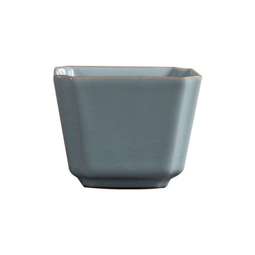 Tianqing Ru Kiln Master Cup Large Tea Cup Ru Porcelain Split Pu'er Tea Cup Square Single Cup Ceramic Buddha Hand Tea Cup