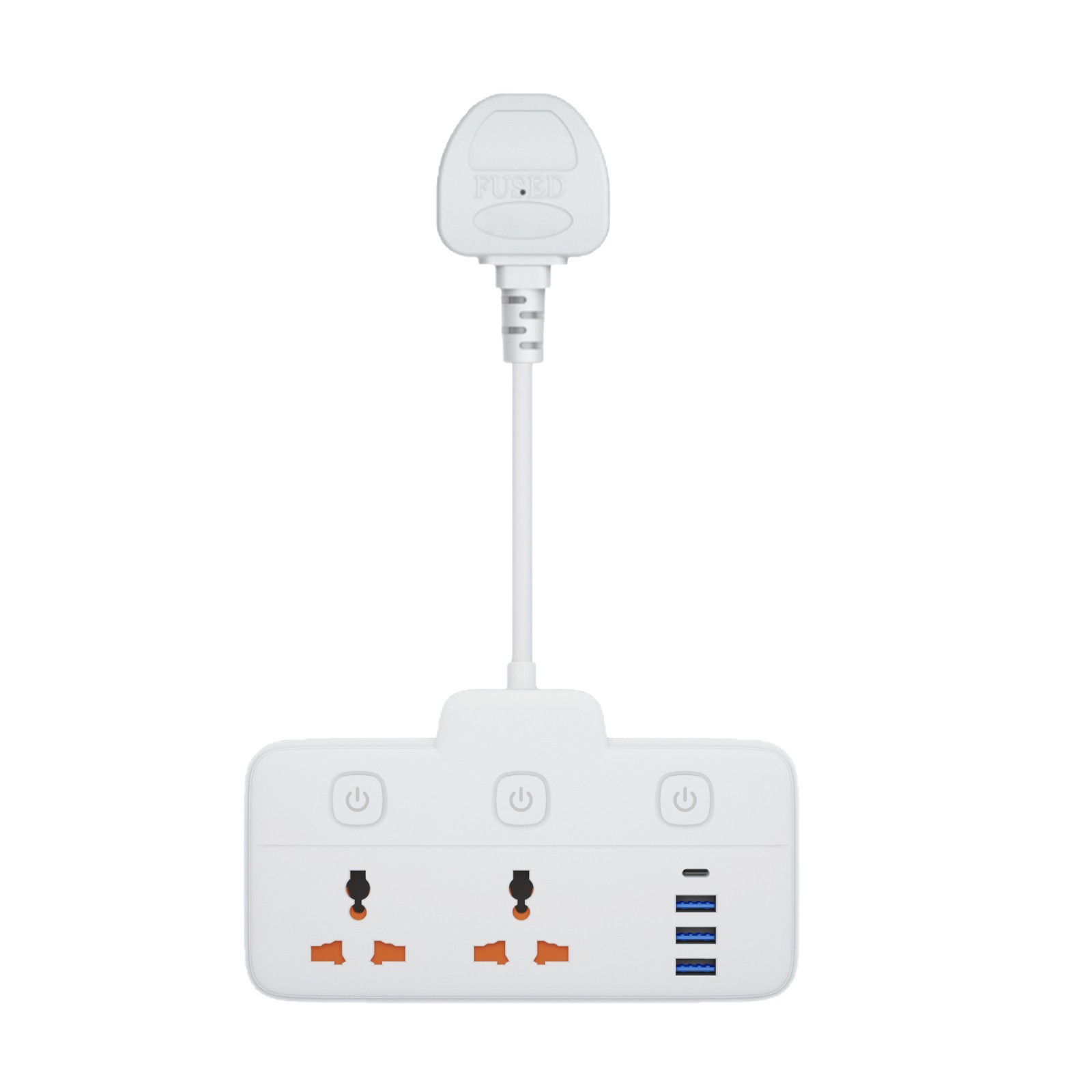 Jishun uno a dos enchufe de conversión con enchufe PD / USB, enchufe británico a enchufe universal, control dividido de dos conectores de conexión