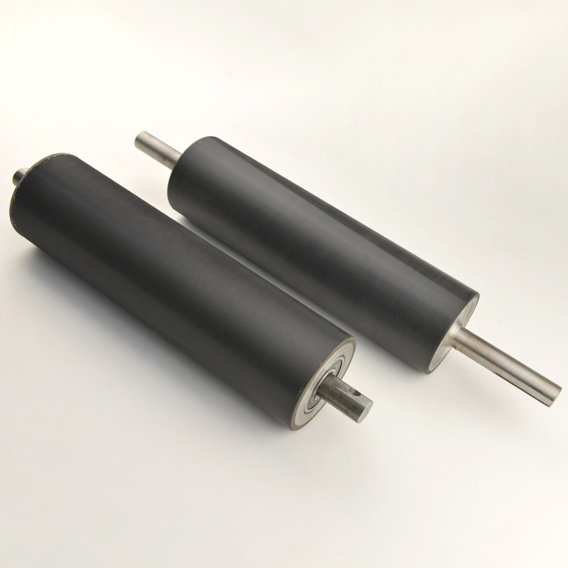 Spot al por mayor rodillo recubierto de caucho acero inoxidable resistente al desgaste línea de montaje sin energía cinta transportadora galvanizada rodillo de goma