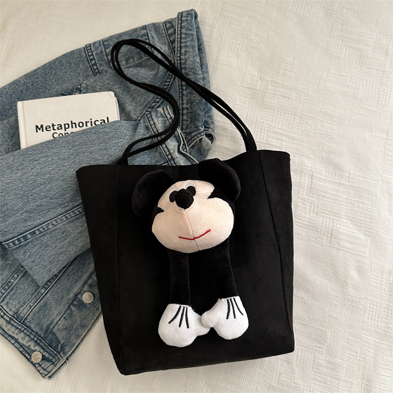 Bolso de hombro de moda simple de dibujos animados para mujeres 2024 invierno nuevo estilo coreano de gran capacidad lindo bolso de nylon