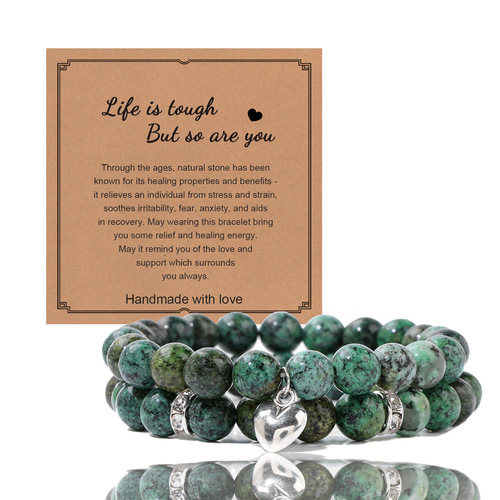 Cross-border powder zebra double-layer bracelet set, girls' gift, blue aventurine obsidian heart-shaped bracelet, hot-selling crystal