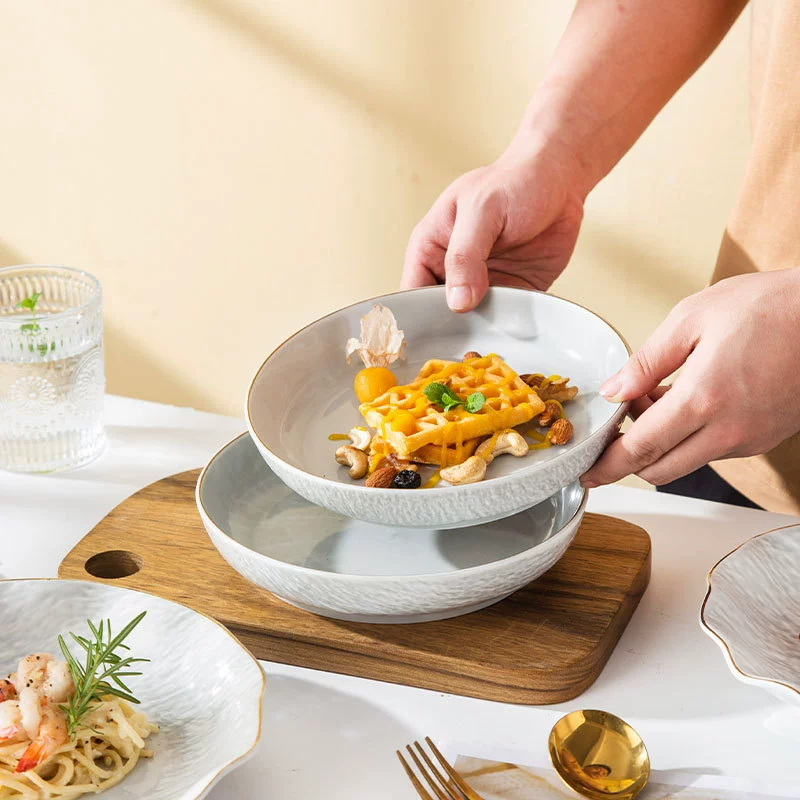 High quality ceramic tableware, soup bowl for food, dinner plate