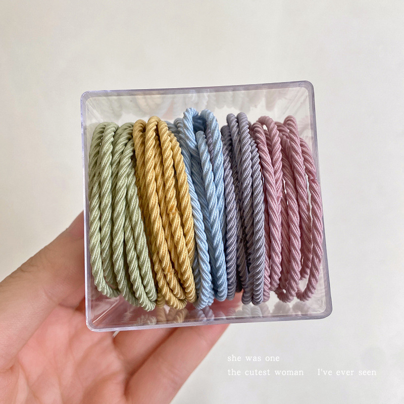 Alta banda de goma elástica banda de pelo cuerda de pelo no duele lazo de pelo alta Cola de Caballo lazo de pelo duradero en caja cuerda de pelo de color coreano