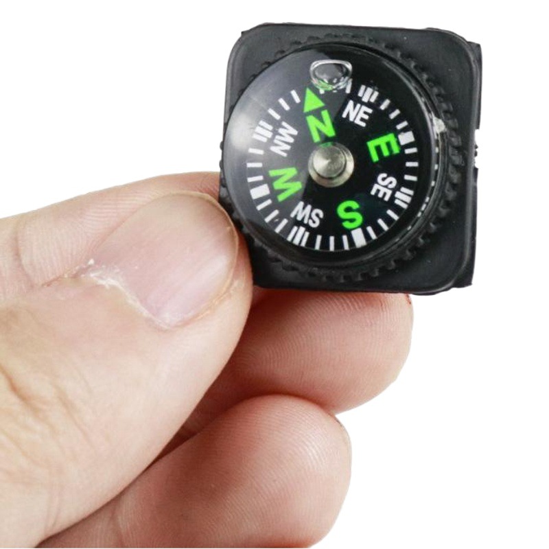 Ventas directas de la fábrica en stock 25mm plástico respetuoso del medio ambiente cubierta suave brújula pulsera al aire libre puntero aguja