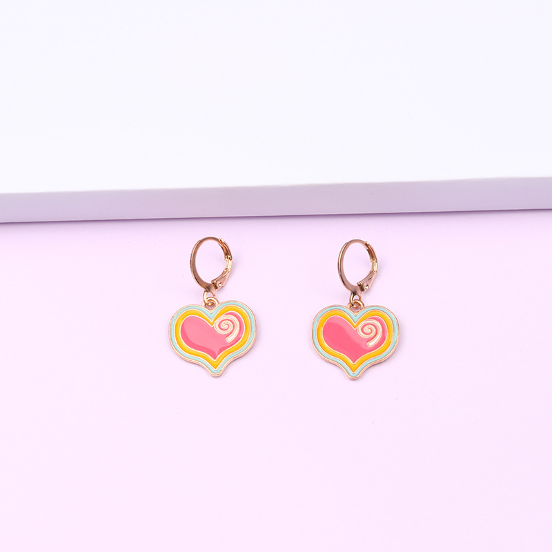 1 Pair Retro Heart Shape Alloy Enamel Women's Drop Earrings display picture 4