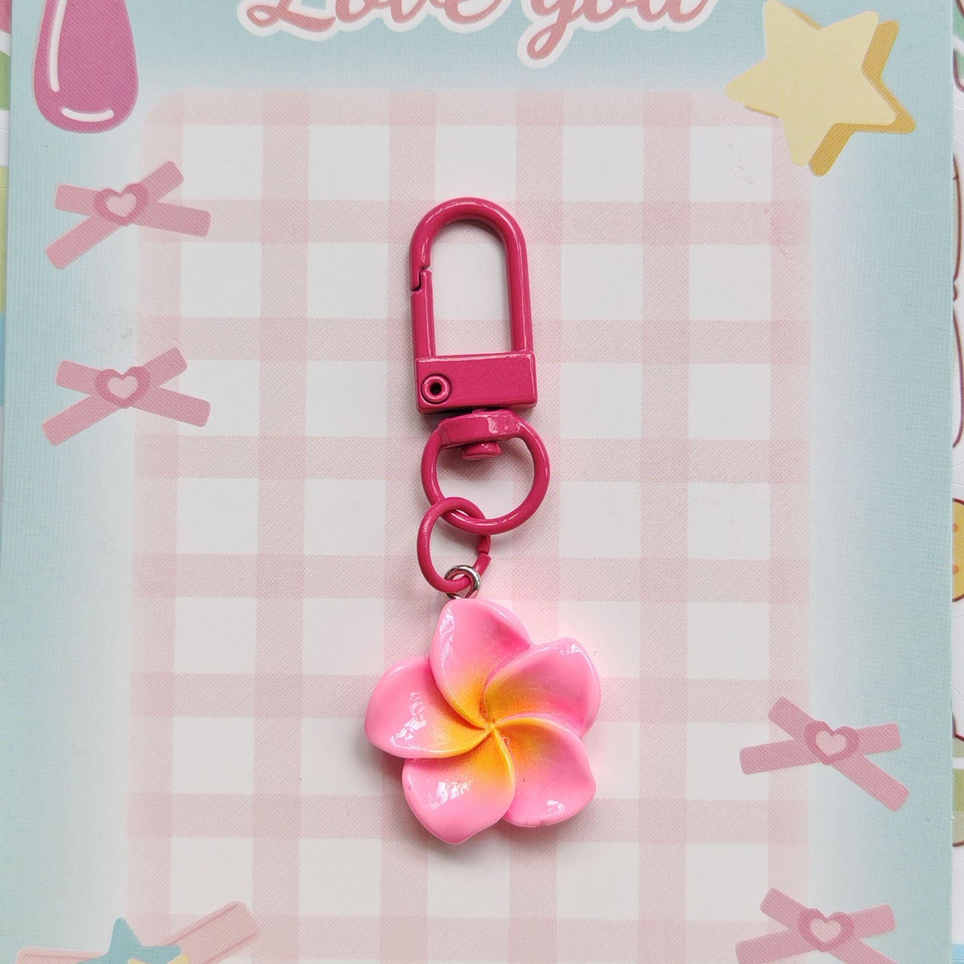 Plumeria Pattern 1 Piece Cute Plumeria Alloy Plastic Women's Bag Pendant Keychain