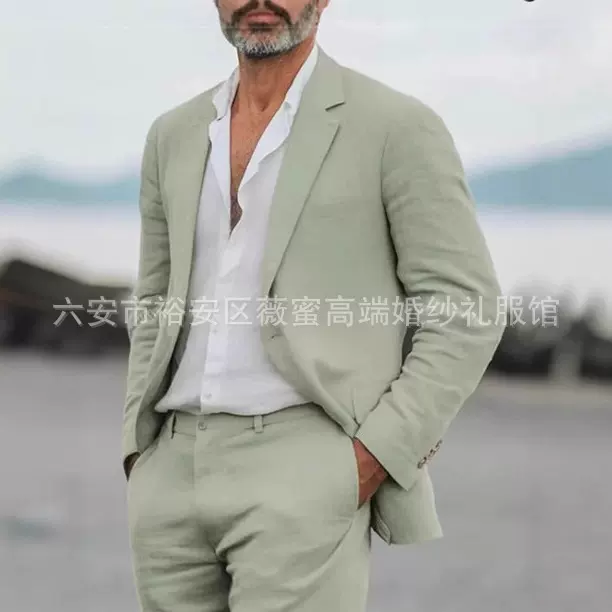 新款速卖通男士西装休闲西服套装修身商务宴会日常西服婚礼伴郎服