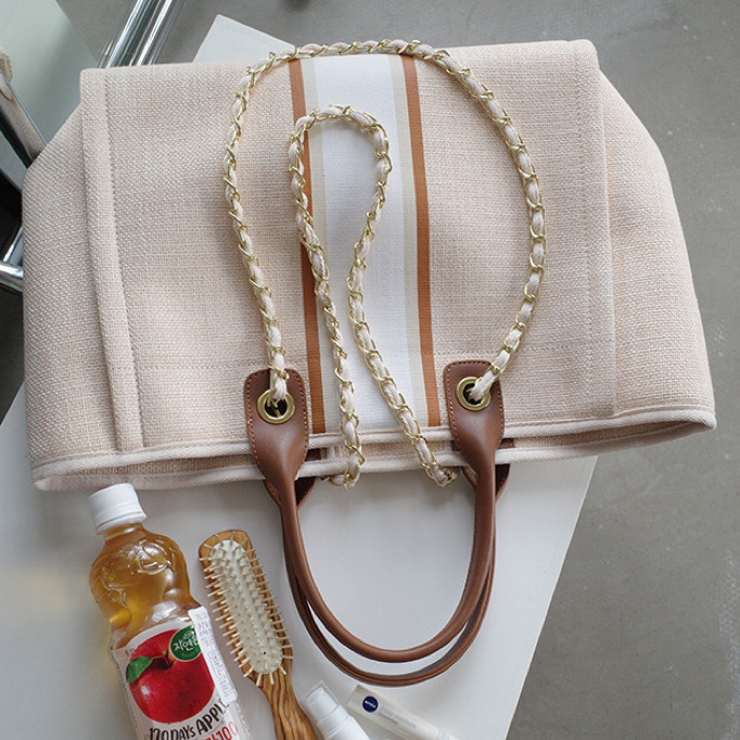 2024. gada jauna, maza, smaržīga, svītraina audekla pludmales vienkāršā, lielas ietilpības iepirkumu soma sievietēm_voghion.com