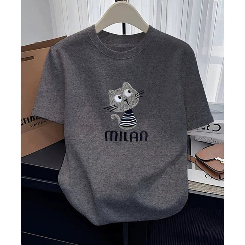 2026 New Style Pure Cotton Short-Sleeved T-Shirt for Women, Dark Gray Bottoming Shirt, Spring, Summer and Autum 2026 New Style Pure Cotton Short-Sleeved T-Shirt for Women, Dark Gray Bottoming Shirt, Spring, Summer and Autum