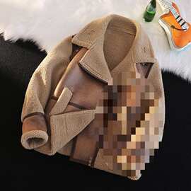 中大童复古夹克百搭皮毛一体加厚外套2025男女童新款洋气儿童上衣