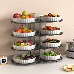ホテルのキッチンの調理準備ラック多機能カウンタートップ多層大容量の食器と野菜の保存ラック