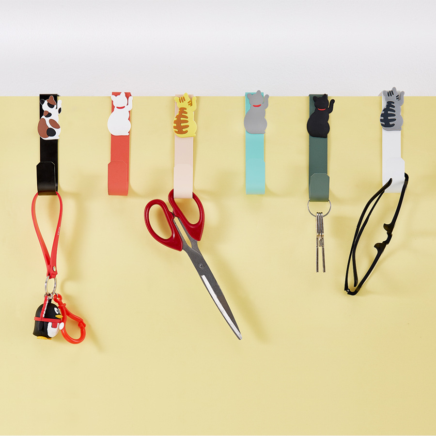 Gancho de puerta transfronterizo creativo lindo gato de dibujos animados Gancho de puerta metal animal Gancho sin clavos sin perforar