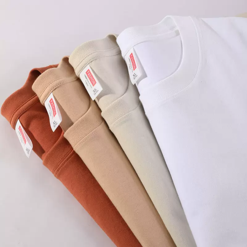 男装230克纯棉针织短袖潮牌落肩打底衫白t恤男情侣装体恤情侣款