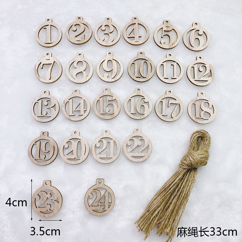 Log Hollow Lantern 1-24 Digital Wood Piece Pendant DIY Wooden Pendant Wooden Christmas Countdown Number Log Hollow Lantern 1-24 Digital Wood Piece Pendant DIY Wooden Pendant Wooden Christmas Countdown Number