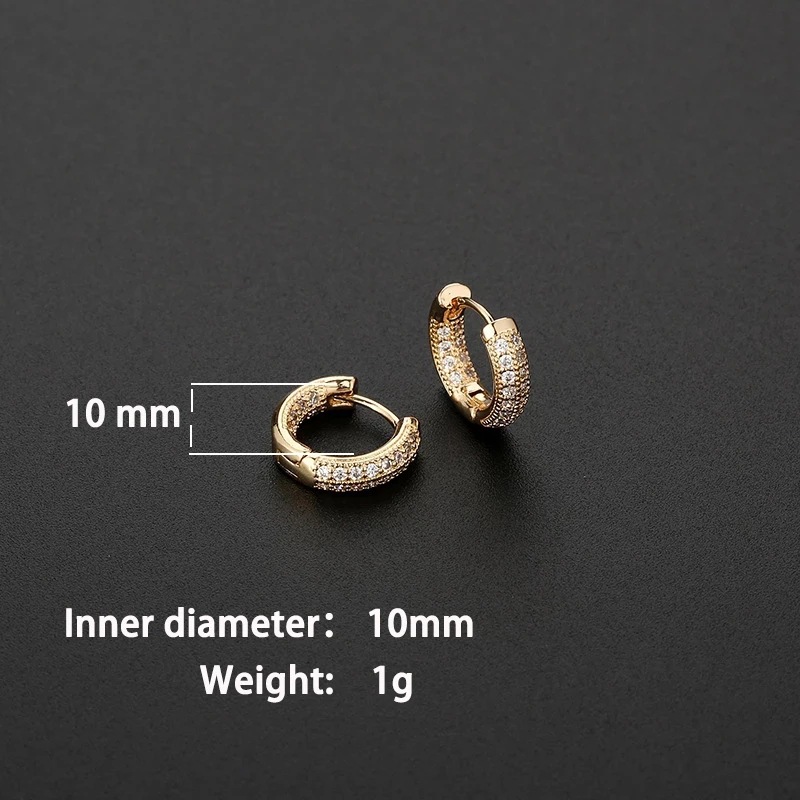 Cross-Border accesorios de moda pendientes europeos y americanos populares micro incrustaciones de ZIRCON ventiladores pequeños pendientes de oro rosa pendientes simples