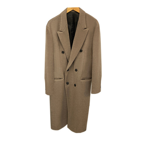 Men's winter windproof thick long coat, Korean style casual fashion cashmere outerwear