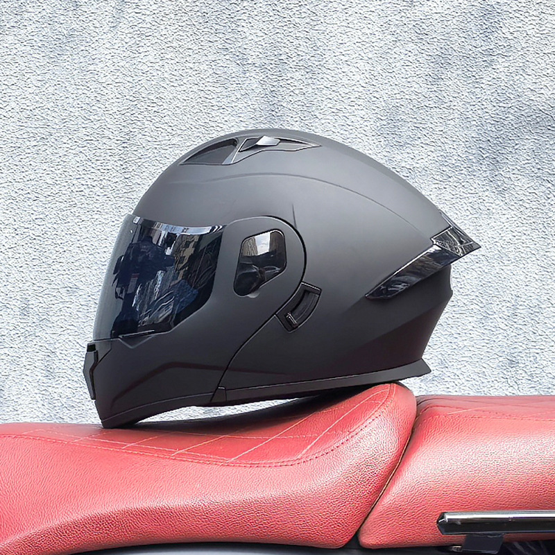 Orz casco de carcasa pequeña casco de cara a cara casco de motocicleta locomotora de doble lente hombres y mujeres de cuatro estaciones casco de crucero grande