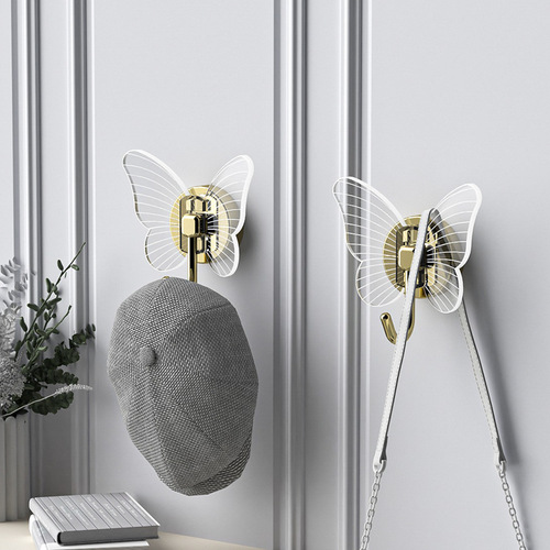 No-punch butterfly hook three-dimensional texture wall sticker home decoration entrance hall coat hook key chain sticky hook coat hook