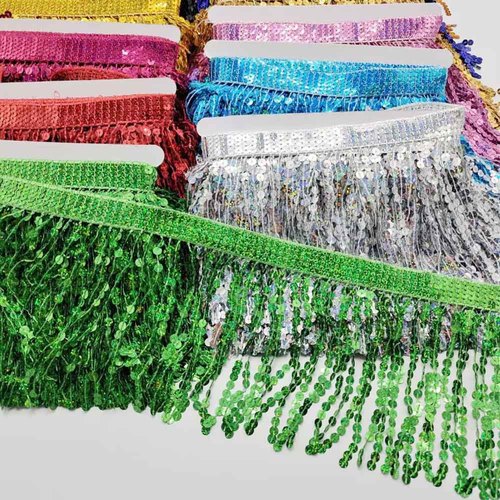 10yard sequins fringed trim ribbon for dance costumes stage performance clothes for stage Latin belly dance clothing  evening dresses accessories