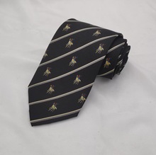 厂家定制黑色真丝印花领带男高级感马术LOGO印刷桑蚕丝手打领带