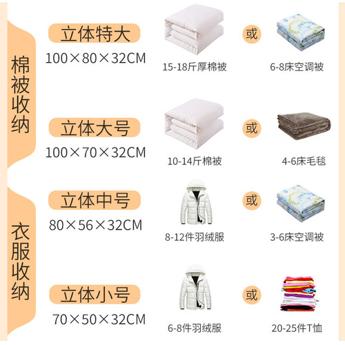 Vacuum Compression Bag 3D Storage Bag Wholesale Clothing and Bedding Dedicated Large Capacity Household No Vacuum Organizing Bag