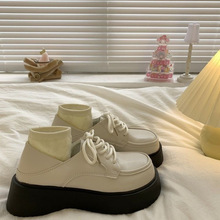 白色小皮鞋女2025春夏英伦学院风系带厚底单鞋圆头日系jk制服鞋子