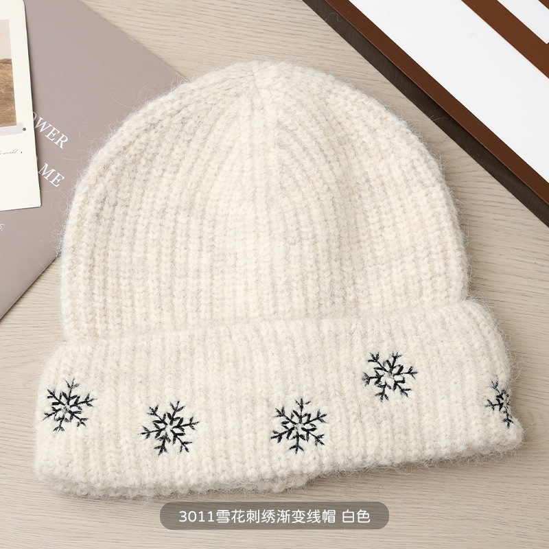 冬季帽子新款时尚圣诞雪花红色针织帽百搭防风大头围保暖毛线帽潮|undefined